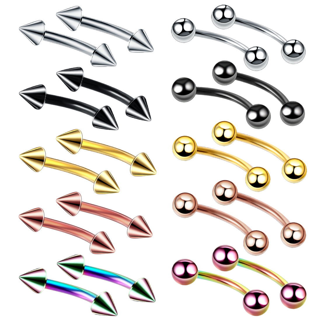 Rook Curved Barbell - 20pc/set Steel Eyebrow Banana Piercing Ring