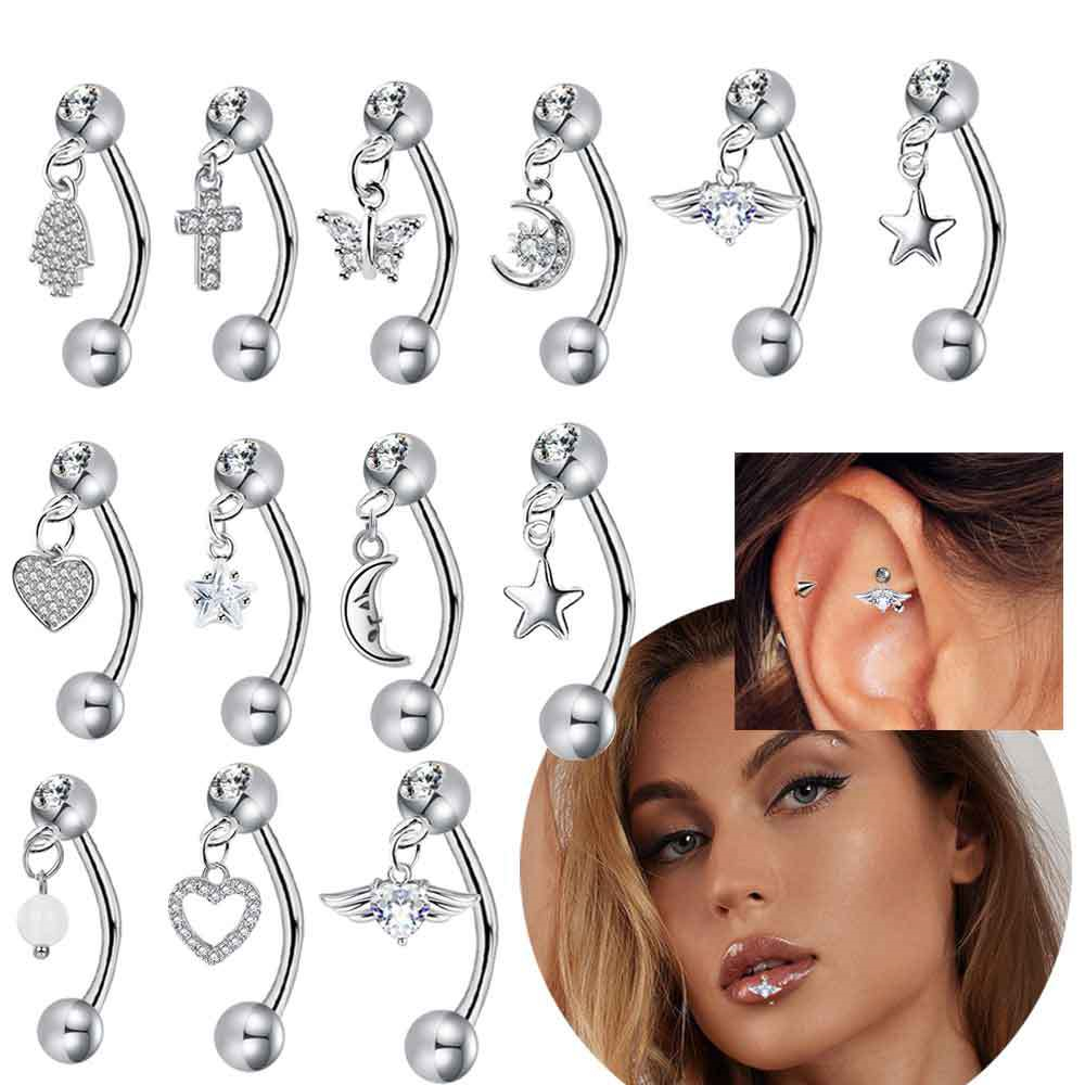 Rook Curved Barbell - 1PCS Butterfly Dangle Eyebrow Piercing Jewelry