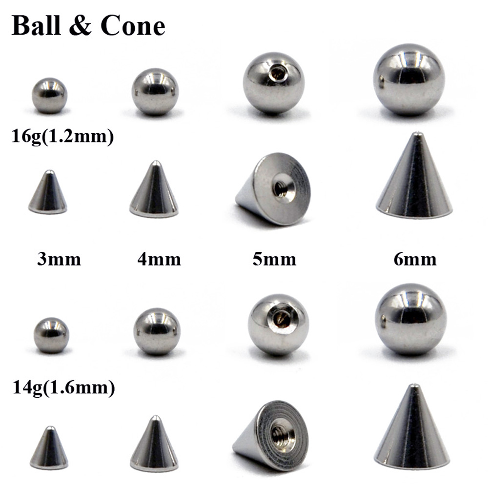 Body Jewelry Replacement Ball - 100 Cái/lốc Inox 14G 16G Phân