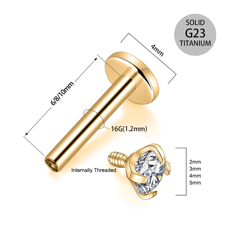 16G Titanium Internally Thread - đánh giá và giá Body Jewelry Back