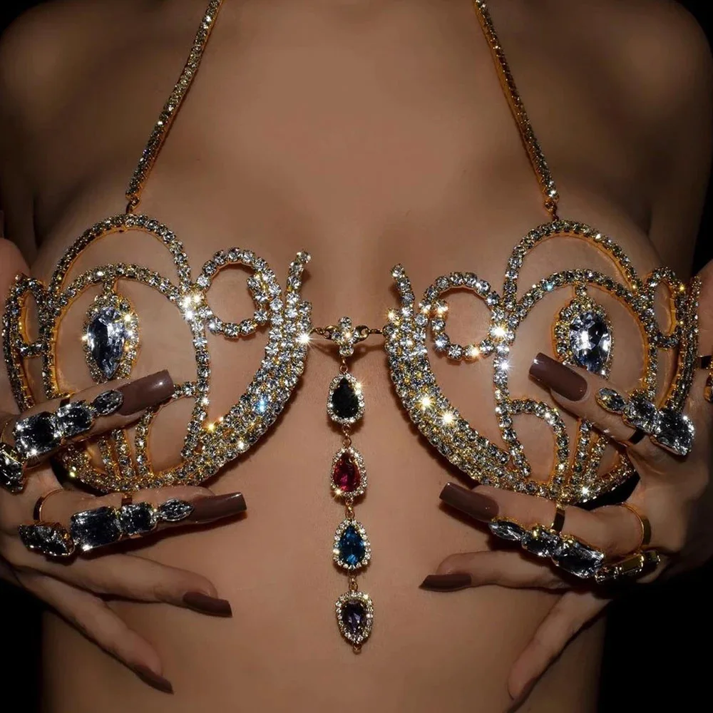 Luxury Rhinestone Bikini Bra G - đánh giá và giá Body Jewelry Chest