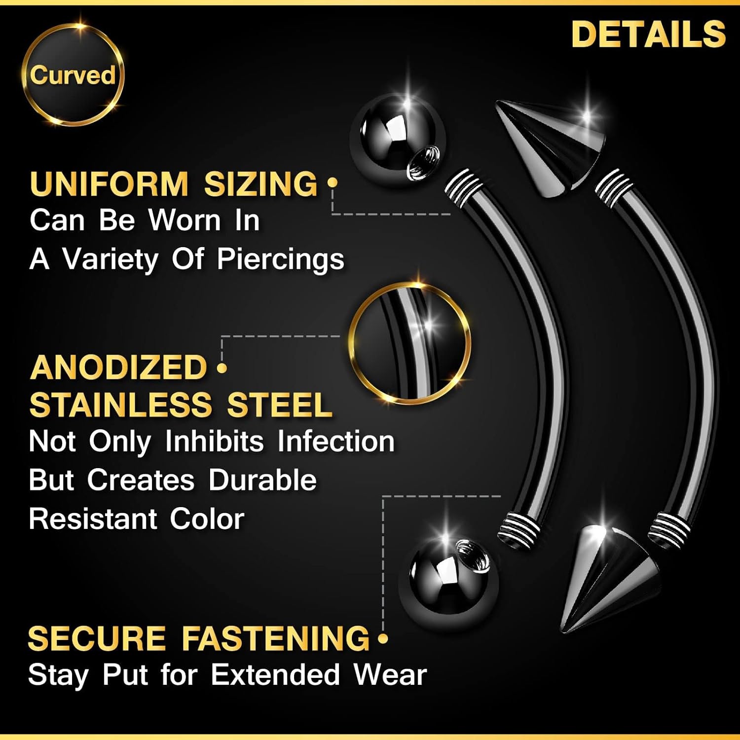 32pc/set Surgical Steel Curved - đánh giá và giá Rook Curved Barbell