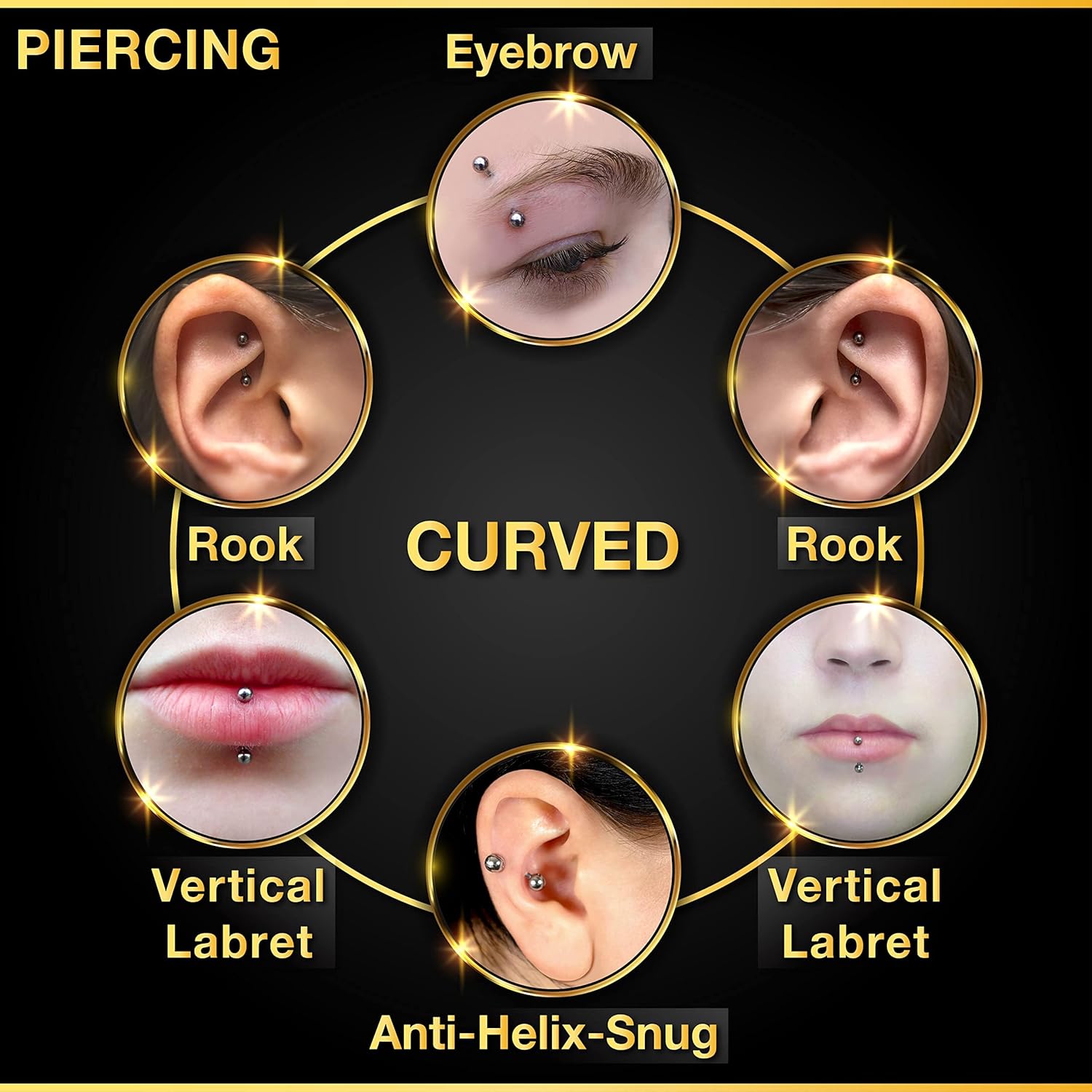 32pc/set Surgical Steel Curved - đánh giá và giá Rook Curved Barbell