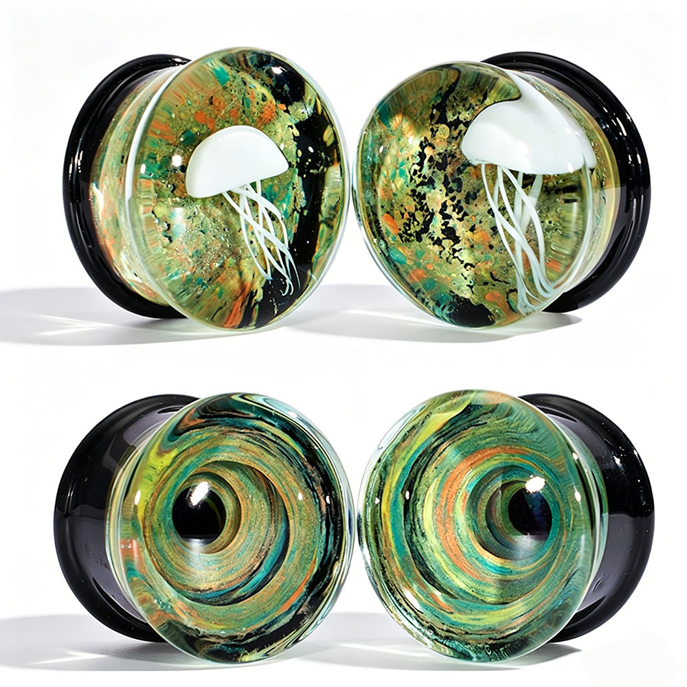 Pair Quality Glass Vortex Ear  - đánh giá và giá Body Jewelry Quality