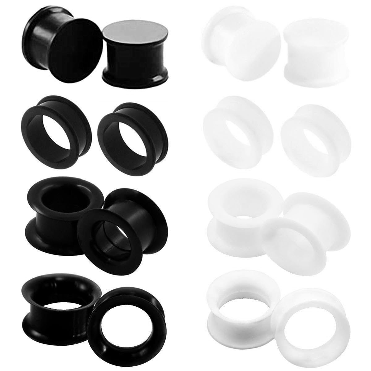 2/16pcs White Black Flexible T - đánh giá và giá Body Jewelry Gauge Sizes