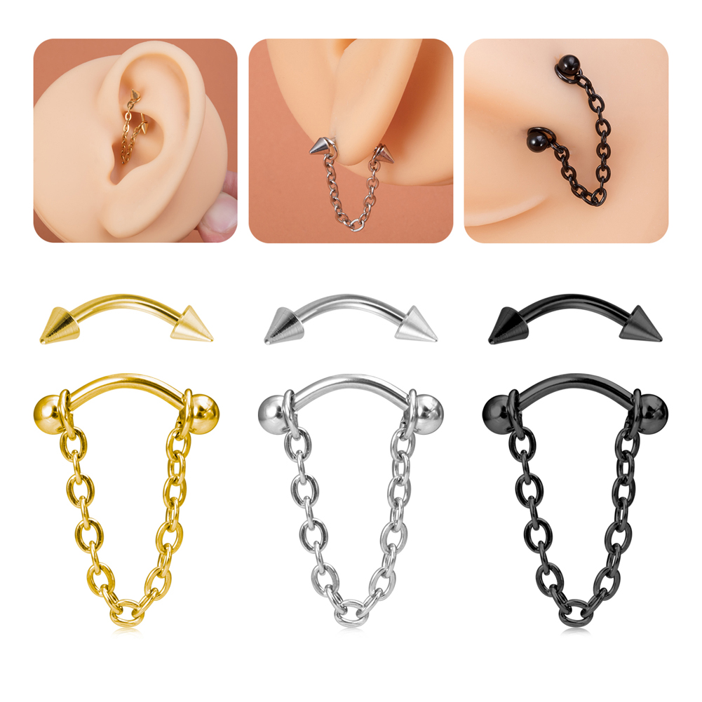 1pc Zircon Ball Cone Eyebrow P - đánh giá và giá Rook Curved Barbell