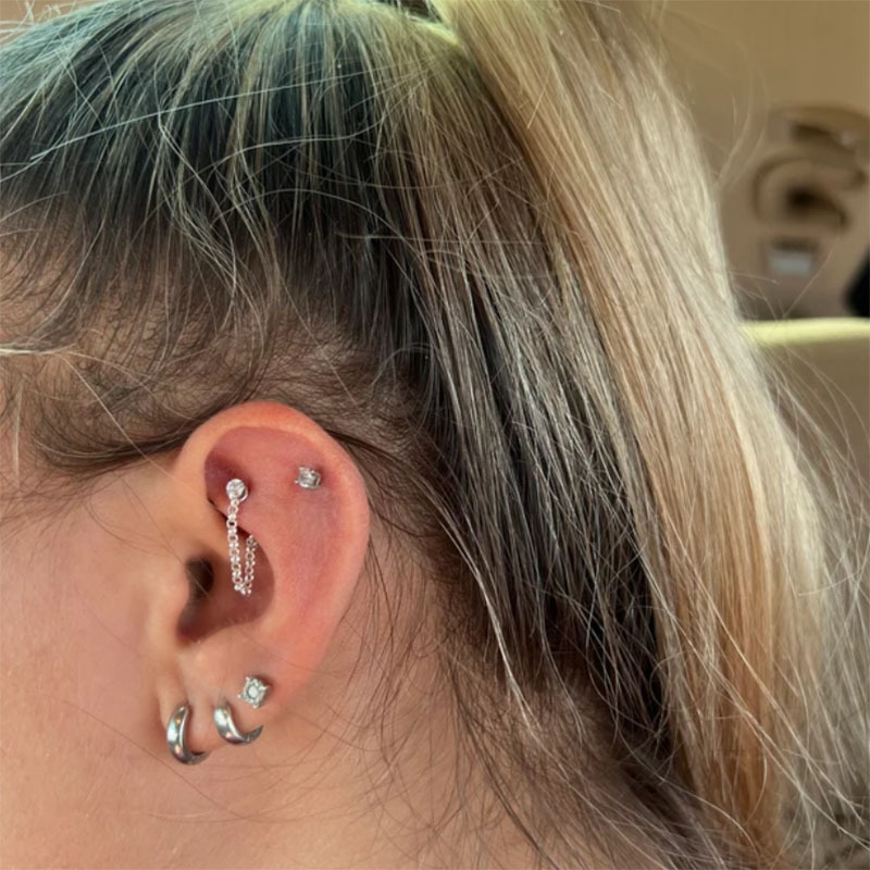 1pc Zircon Ball Cone Eyebrow P - đánh giá và giá Rook Curved Barbell