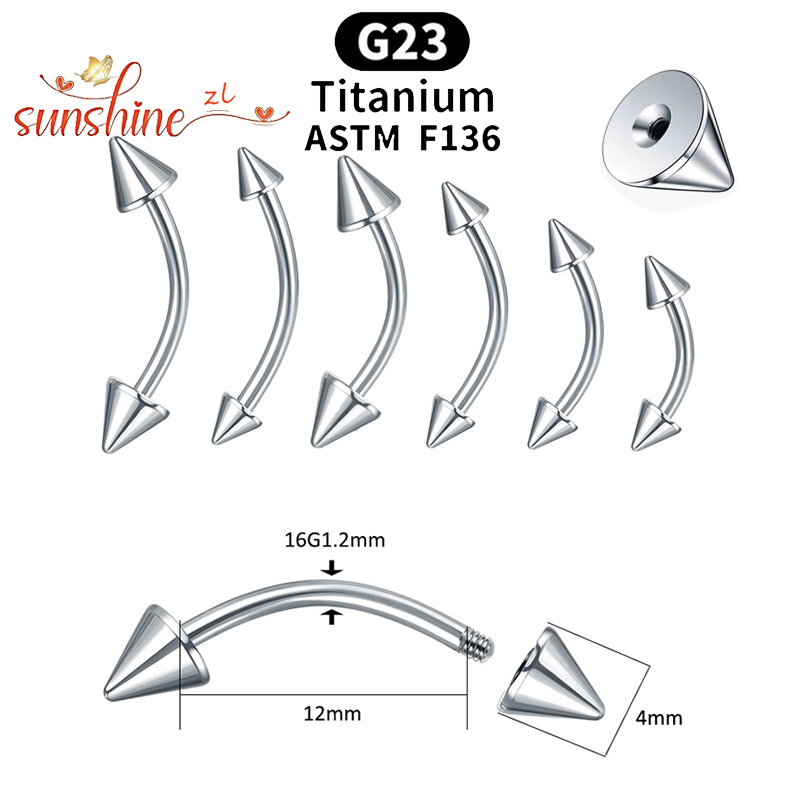 1PC G23 Titanium Spike Curved  - đánh giá và giá Rook Curved Barbell