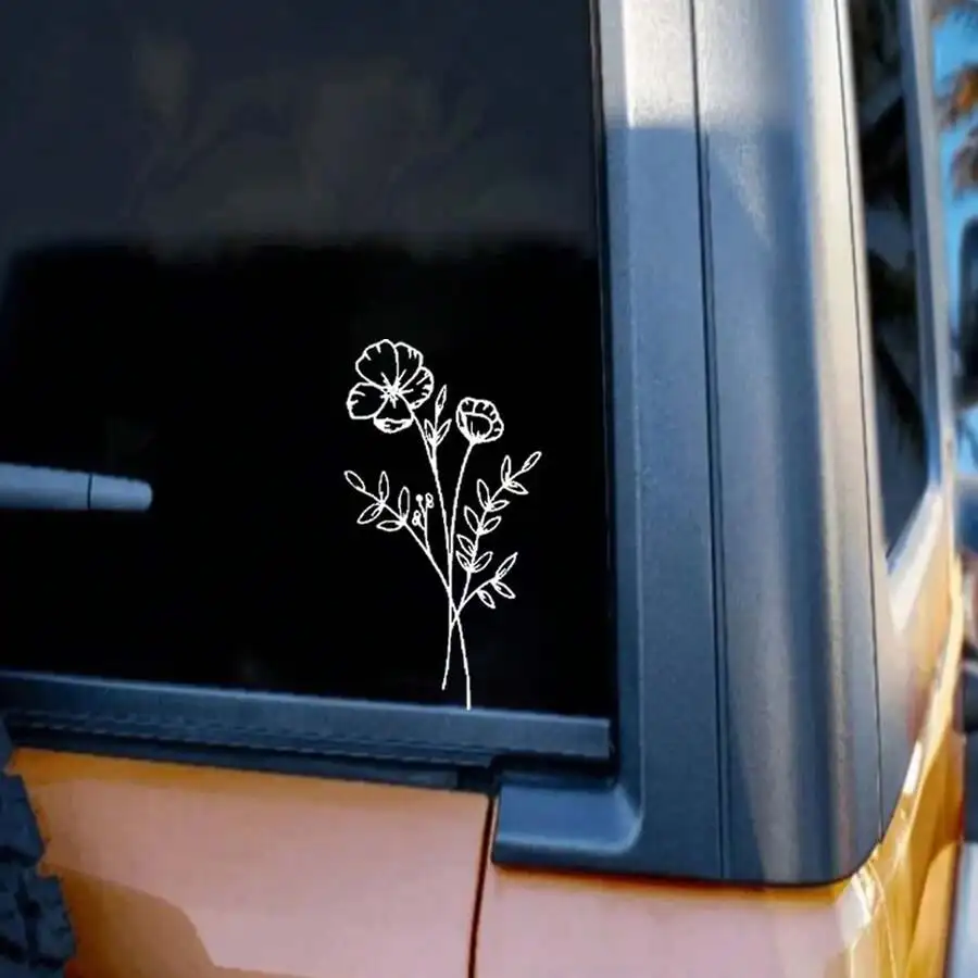 1pc Wild Flower Car Sticker, S - đánh giá và giá Body Jewelry Back