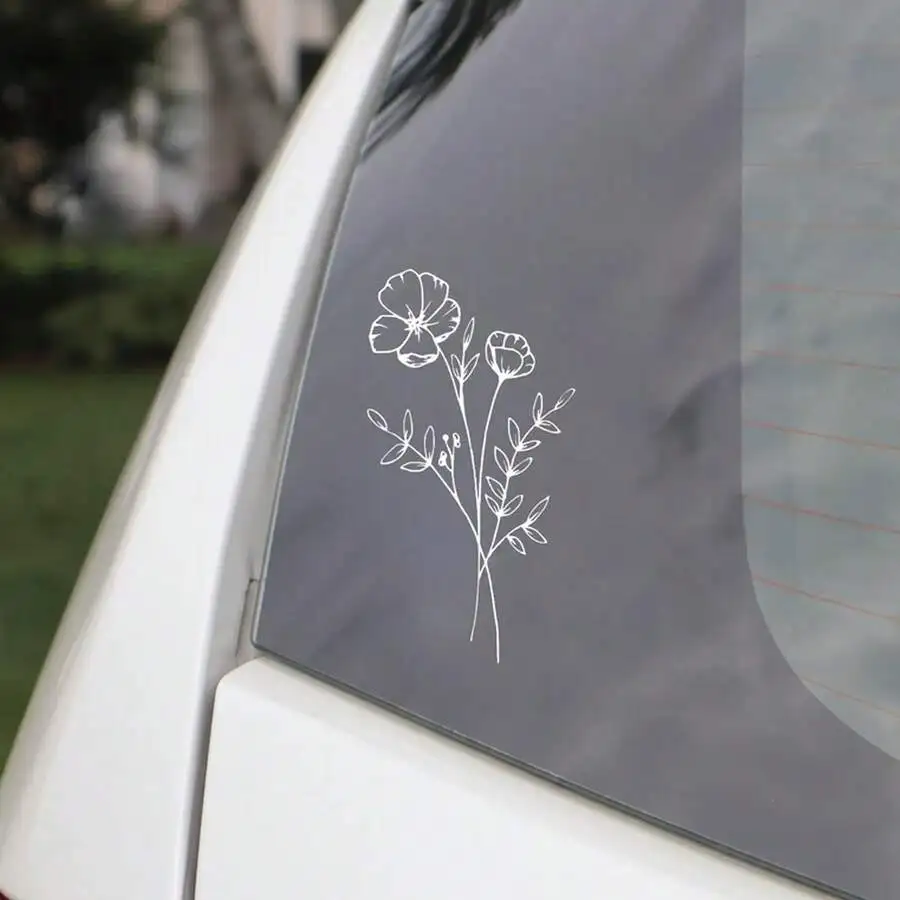 1pc Wild Flower Car Sticker, S - đánh giá và giá Body Jewelry Back