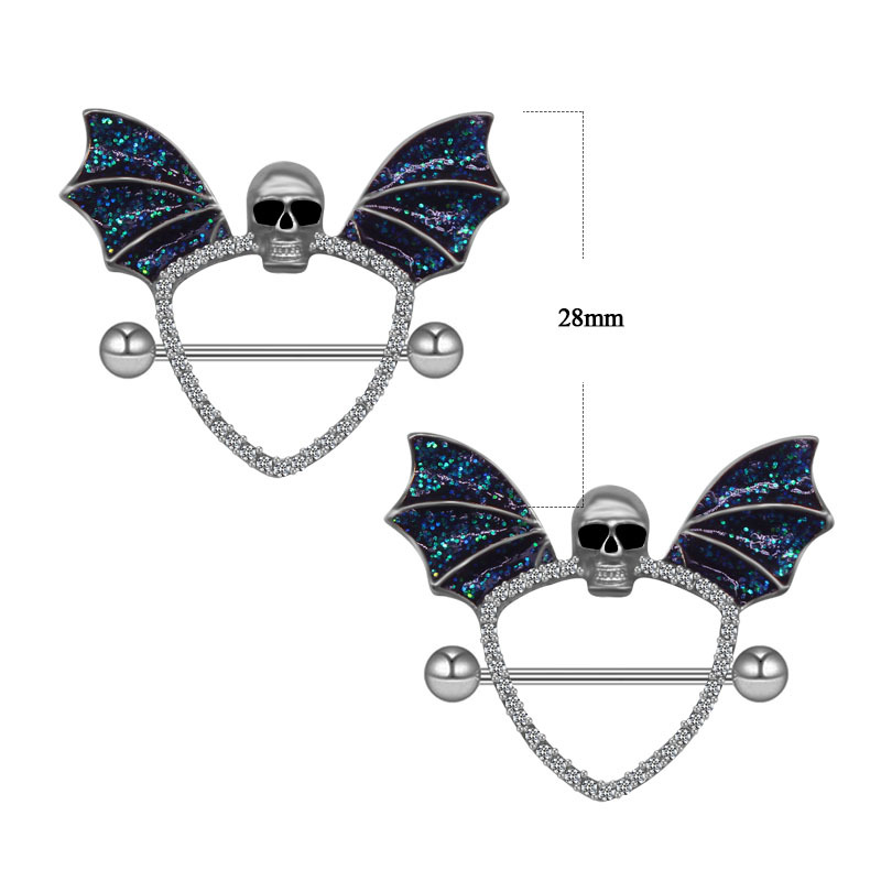 Bling Skull Wing Bat Black Nip - đánh giá và giá Body Jewelry Quality