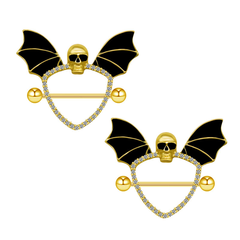 Bling Skull Wing Bat Black Nip - đánh giá và giá Body Jewelry Quality