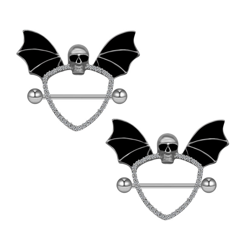 Bling Skull Wing Bat Black Nip - đánh giá và giá Body Jewelry Quality