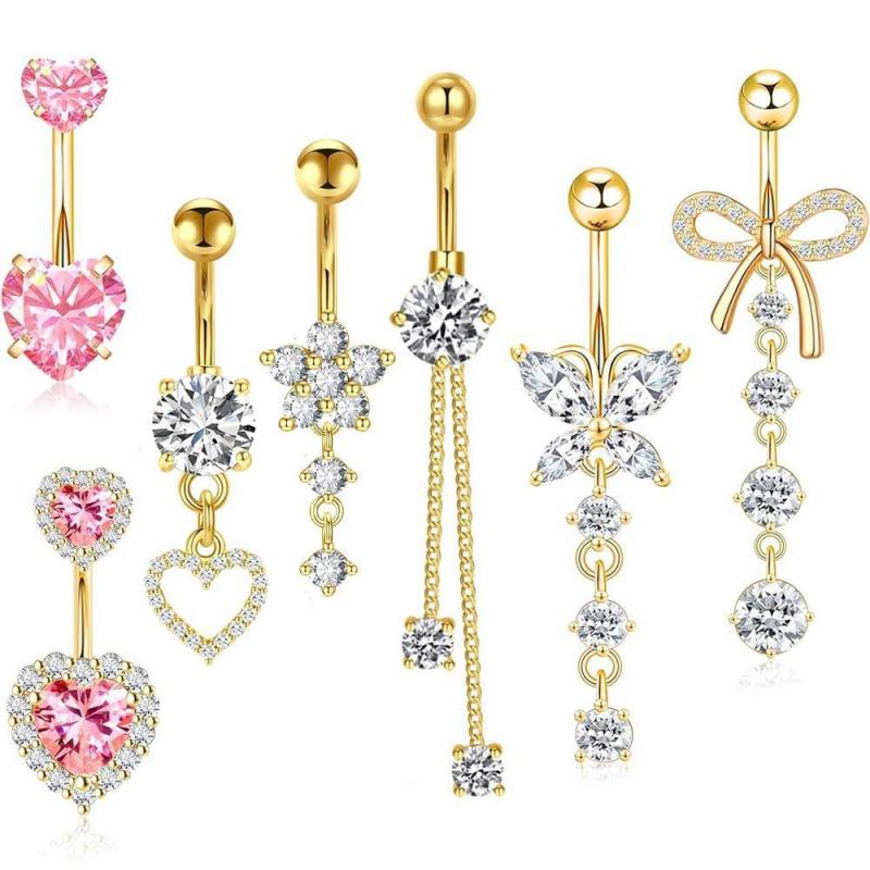 [LA]1Pc Simple Heart Navel Rin - đánh giá và giá Body Jewelry La
