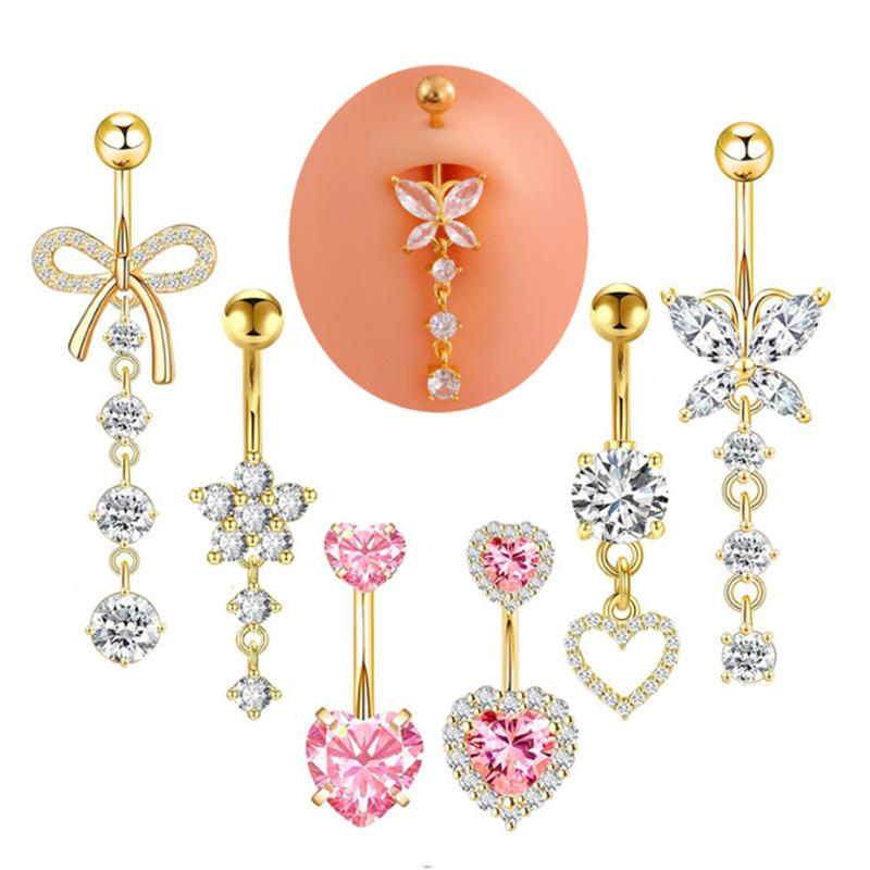 [LA]1Pc Simple Heart Navel Rin - đánh giá và giá Body Jewelry La