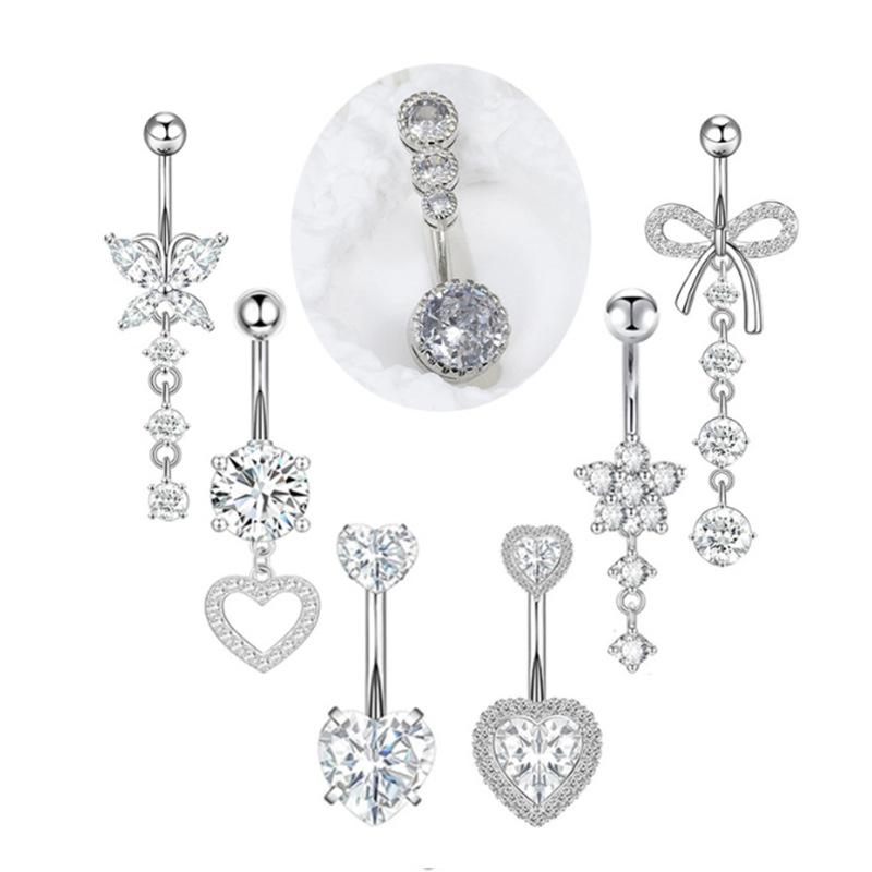 [LA]1Pc Simple Heart Navel Rin - đánh giá và giá Body Jewelry La