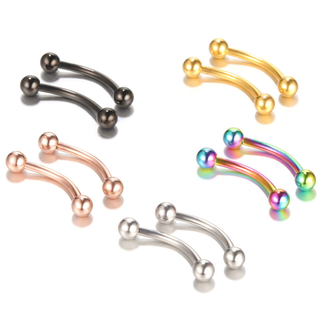 20pc/set Steel Eyebrow Banana  - đánh giá và giá Rook Curved Barbell