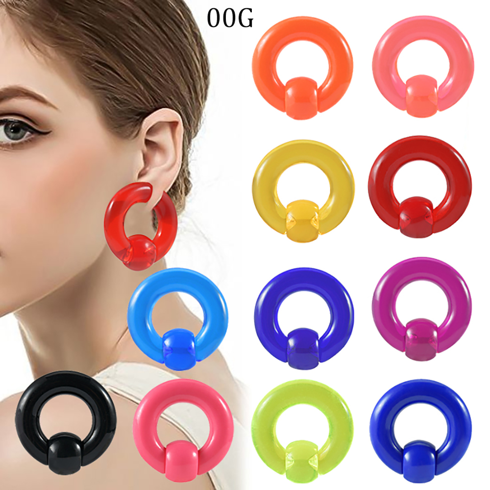 2/1PCS Colorful Acrylic BCR Bi - đánh giá và giá Body Jewelry Gauge Sizes