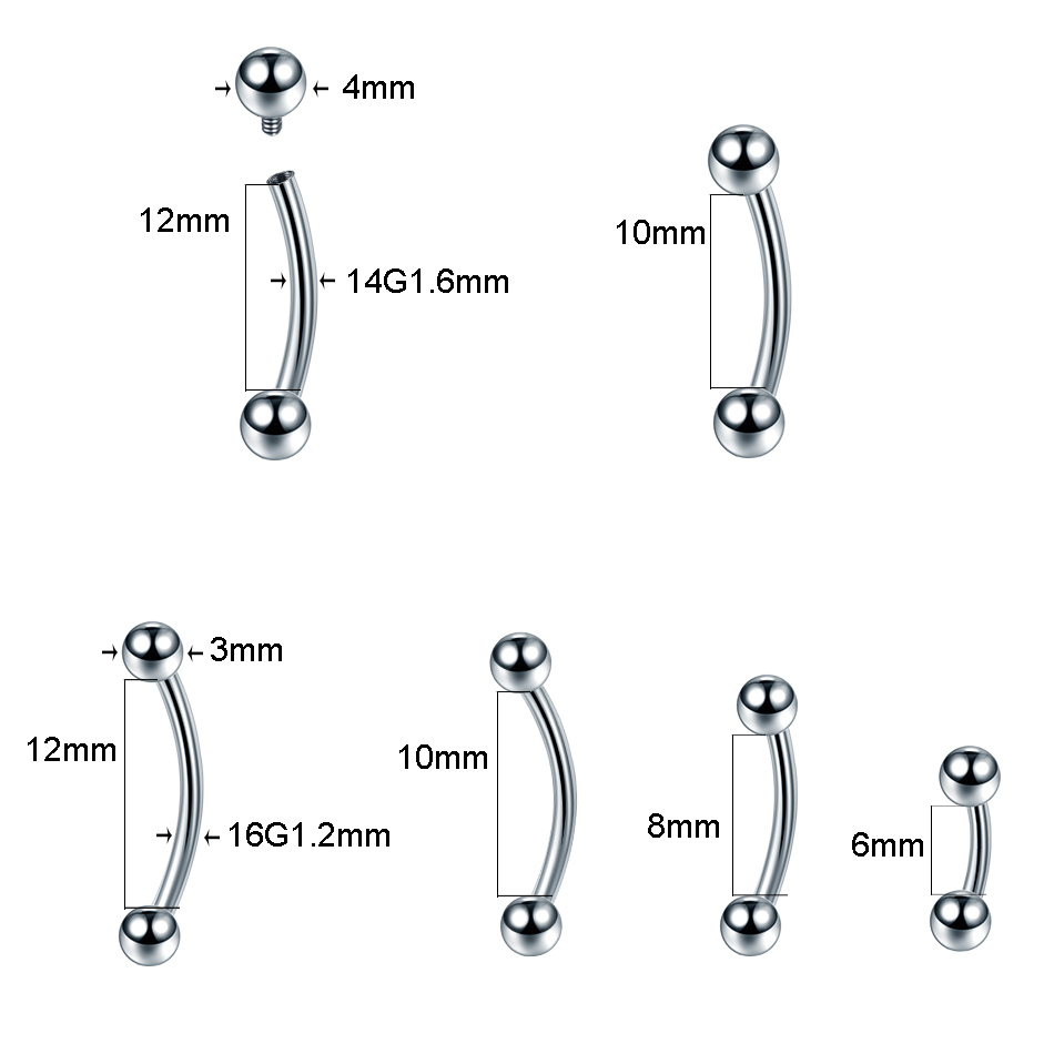 10 Cái/lốc G23 Titan Lông Mày  - đánh giá và giá Rook Curved Barbell