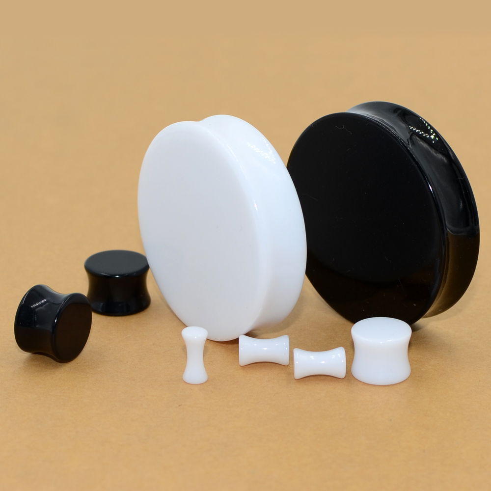 2 Cặp Acrylic Tai Trắng Và Đen - đánh giá và giá Body Jewelry Gauge Sizes