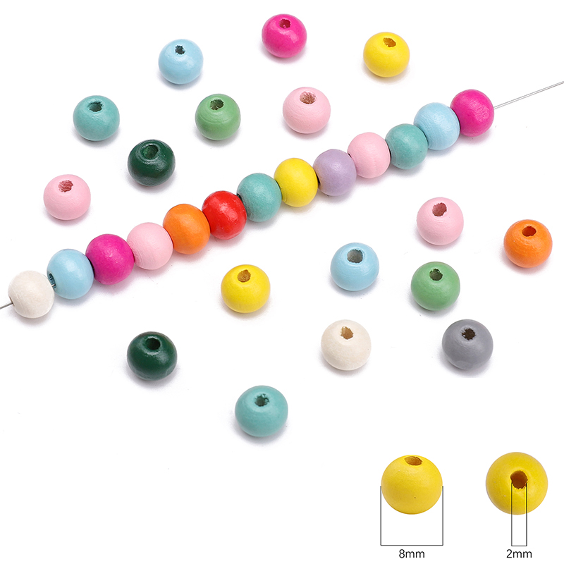 8mm 50Pcs/Bag Wooden Solid Col - đánh giá và giá Body Jewelry Unique