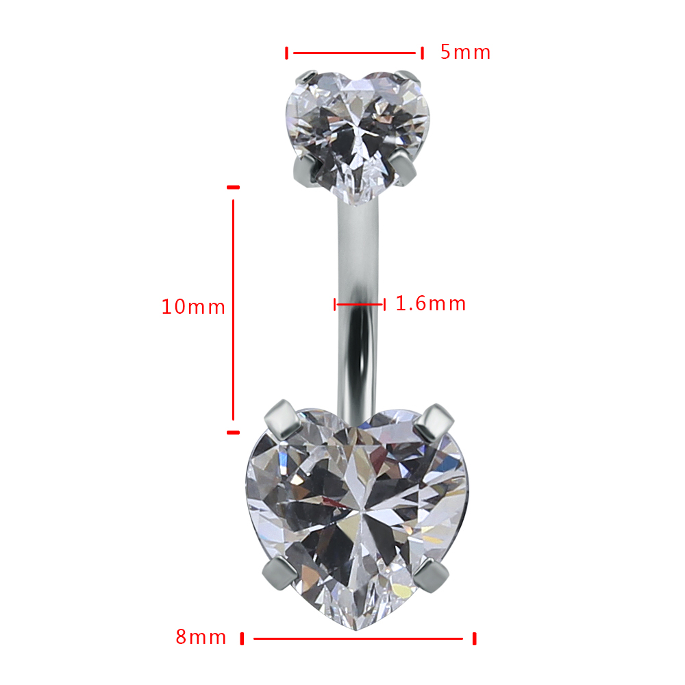 Trái Tim Pha Lê Bụng Nhẫn 14G  - đánh giá và giá Body Jewelry Hot
