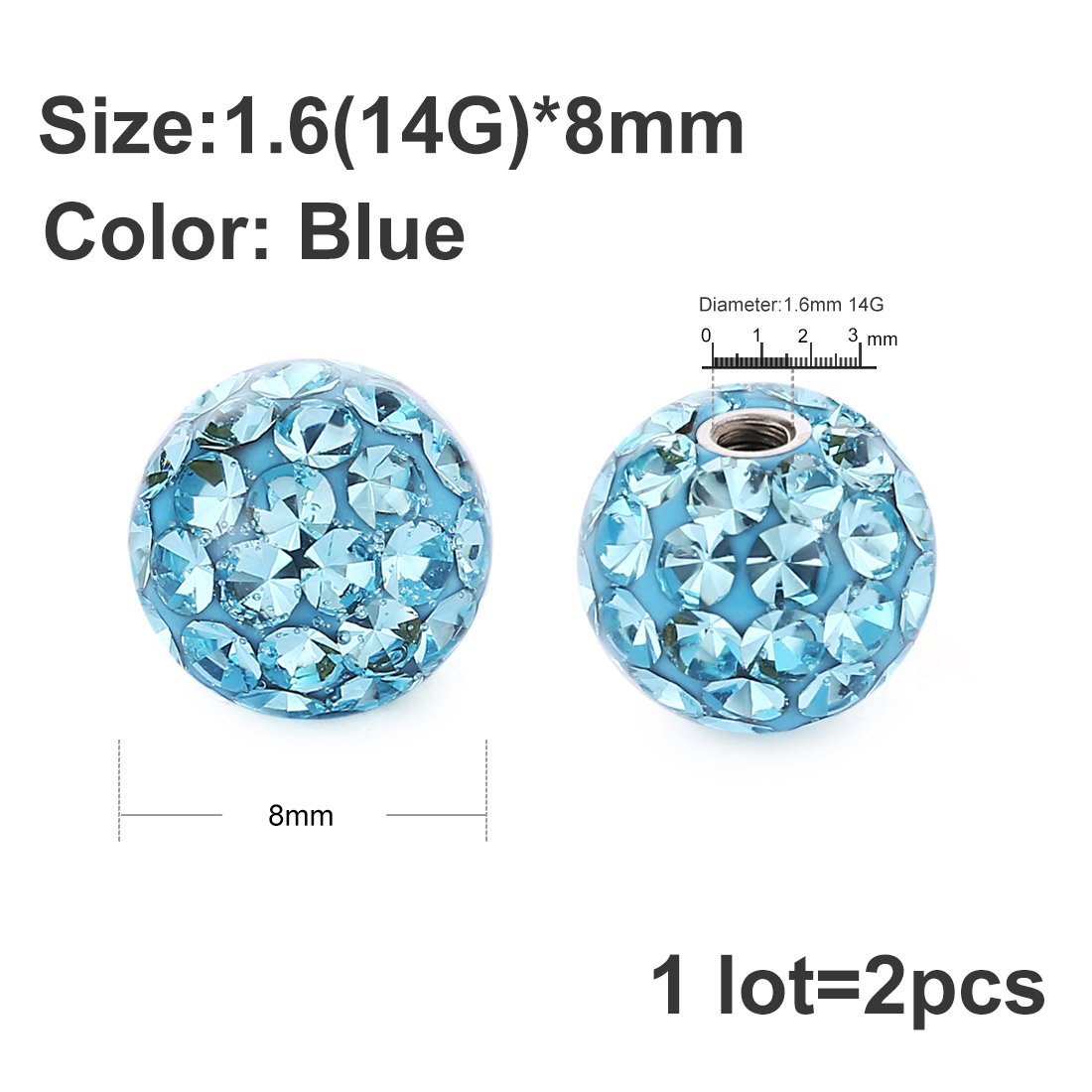 2 Pcs 14G 16G Surgical Stainle - đánh giá và giá Body Jewelry Replacement Ball