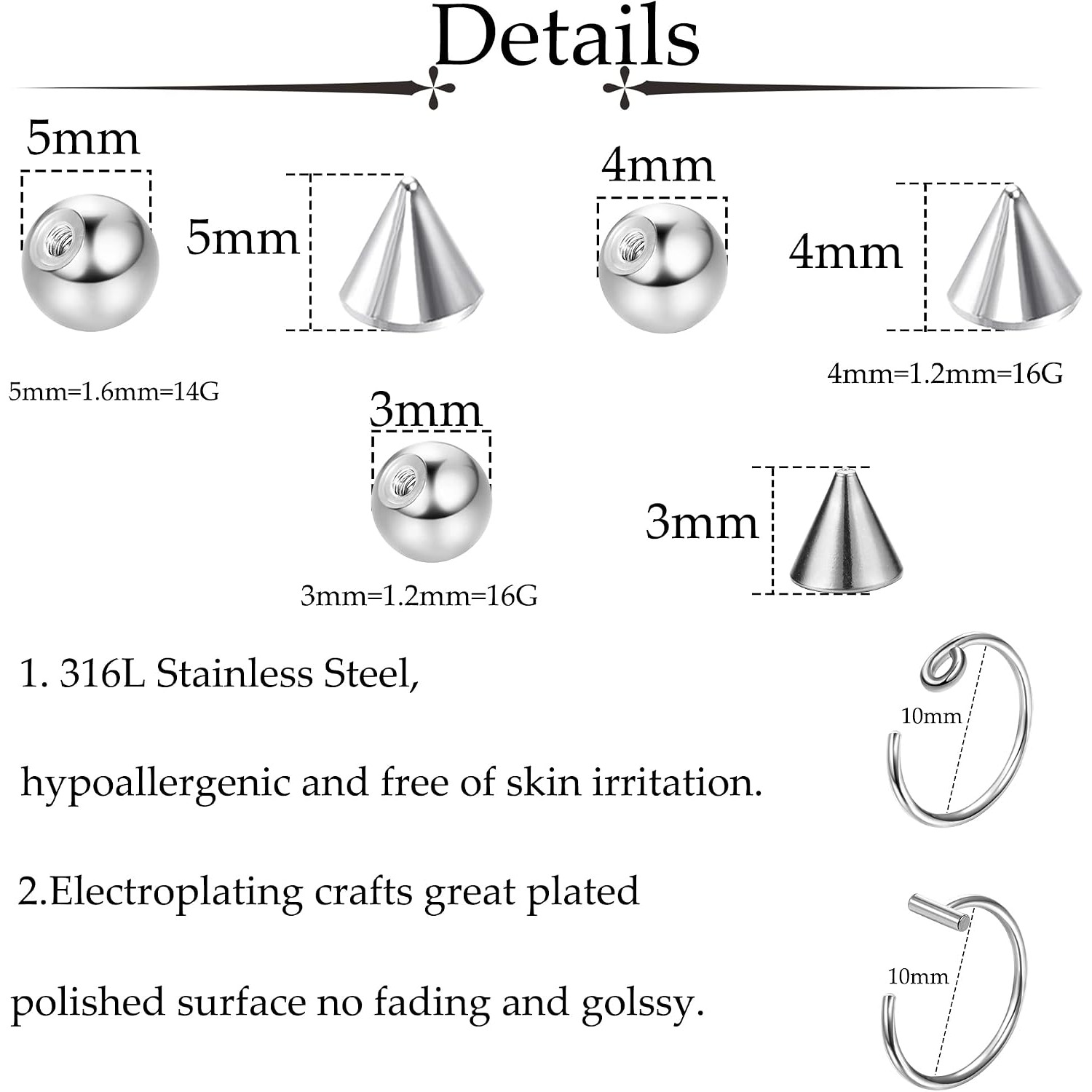 Drperfect Fake Eyebrow Ring Fa - đánh giá và giá Body Jewelry Replacement Ball