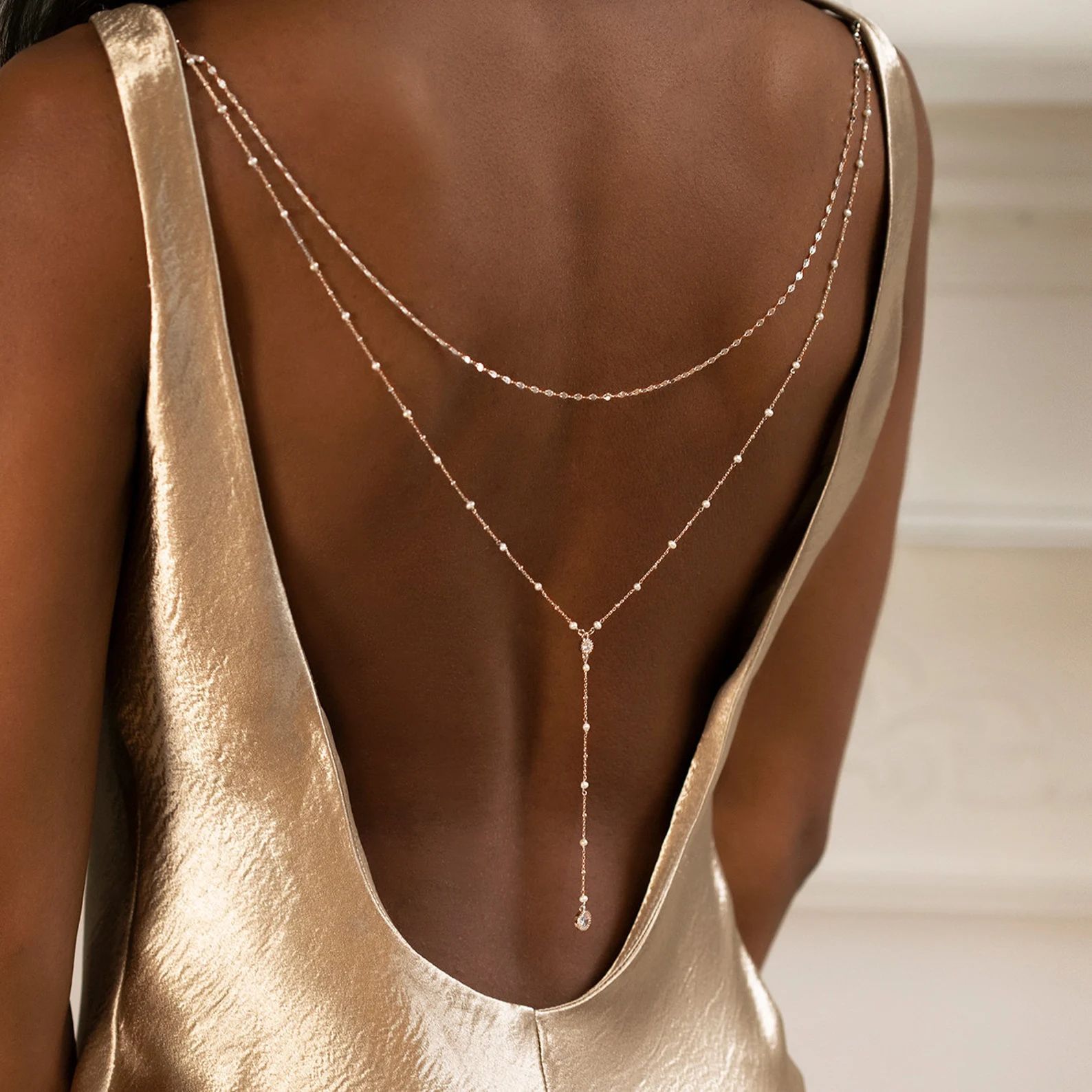 Rhinestone Back Necklace Layer - đánh giá và giá Body Jewelry Back